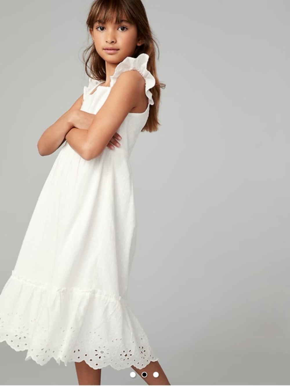 Gap girls white eyelet ruffle dress size S EUC!